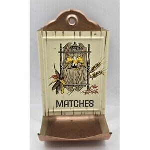 Vintage Match Safe Holder 6" Tall Open Sides for Striking